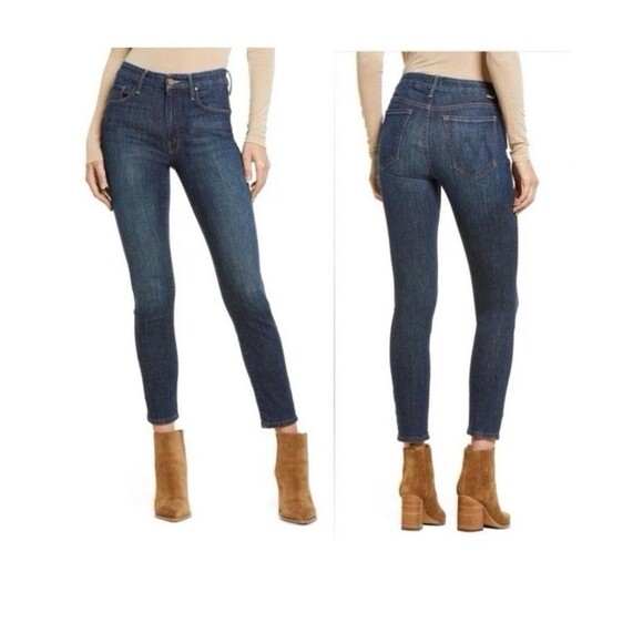 MOTHER Jeans Size 25 The Looker Crop Jeans Switch It Up Blue Denim Stretch - Picture 1 of 13